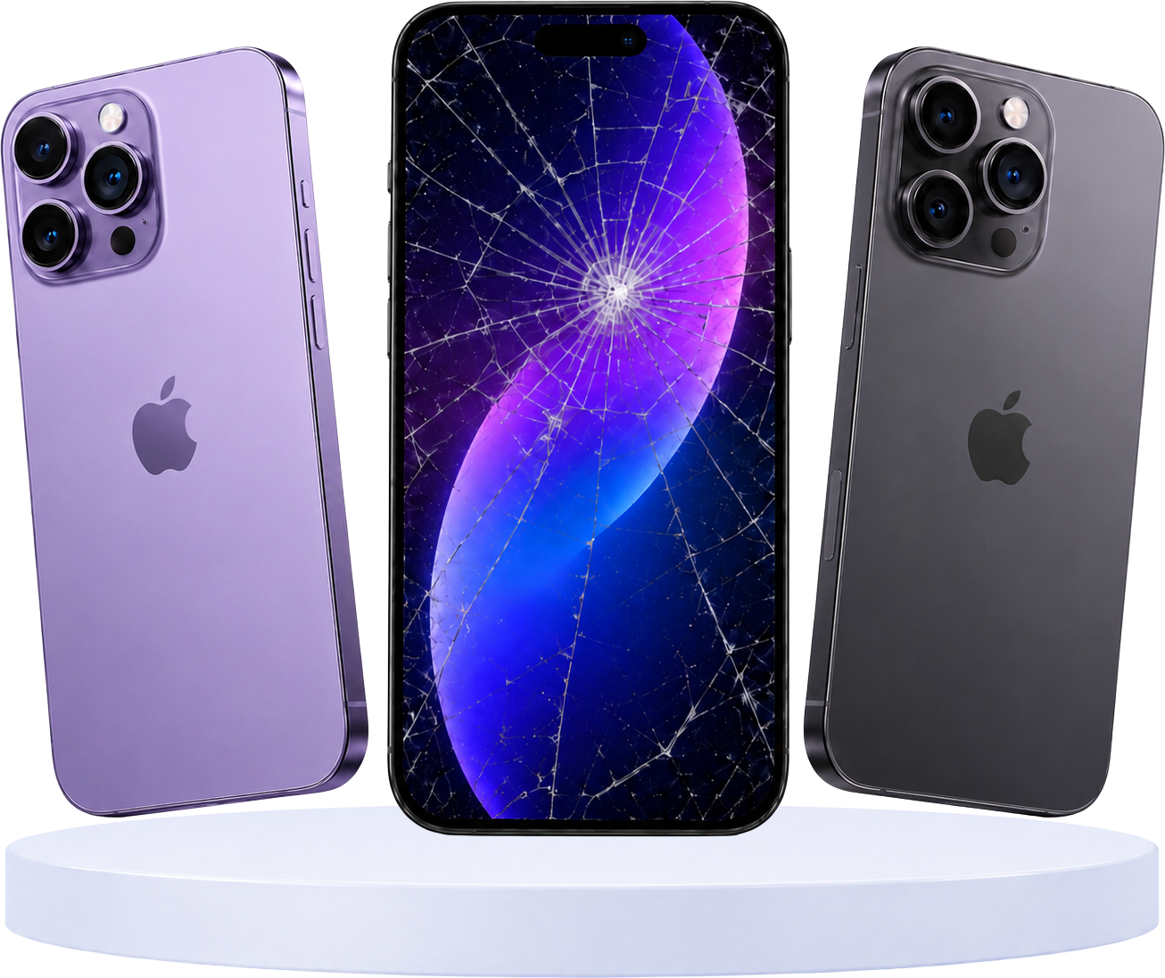 Phones to sell, repair and upgrade displayed on a podium